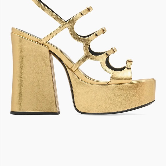 NIB Marc Jacobs Kiki Gold Leather Platform Sandals - Picture 1 of 10